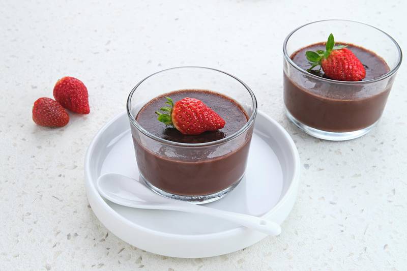 Homemade chocolate milk pudding.