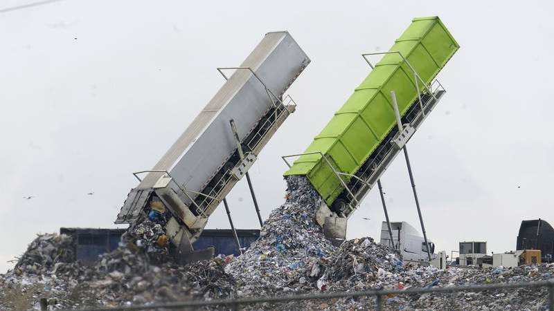 Garbage is loaded into a landfill in Lenox Township, Michigan. A new United Nations report estimates that 19% of the food produced around the world went to waste in 2022.