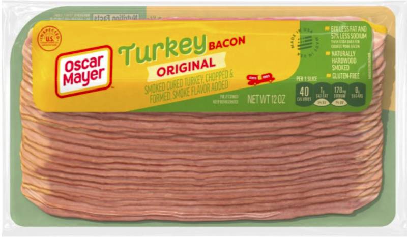 This image provided by the U.S. Department of Agriculture shows the packaging of recalled Oscar Mayer turkey bacon.