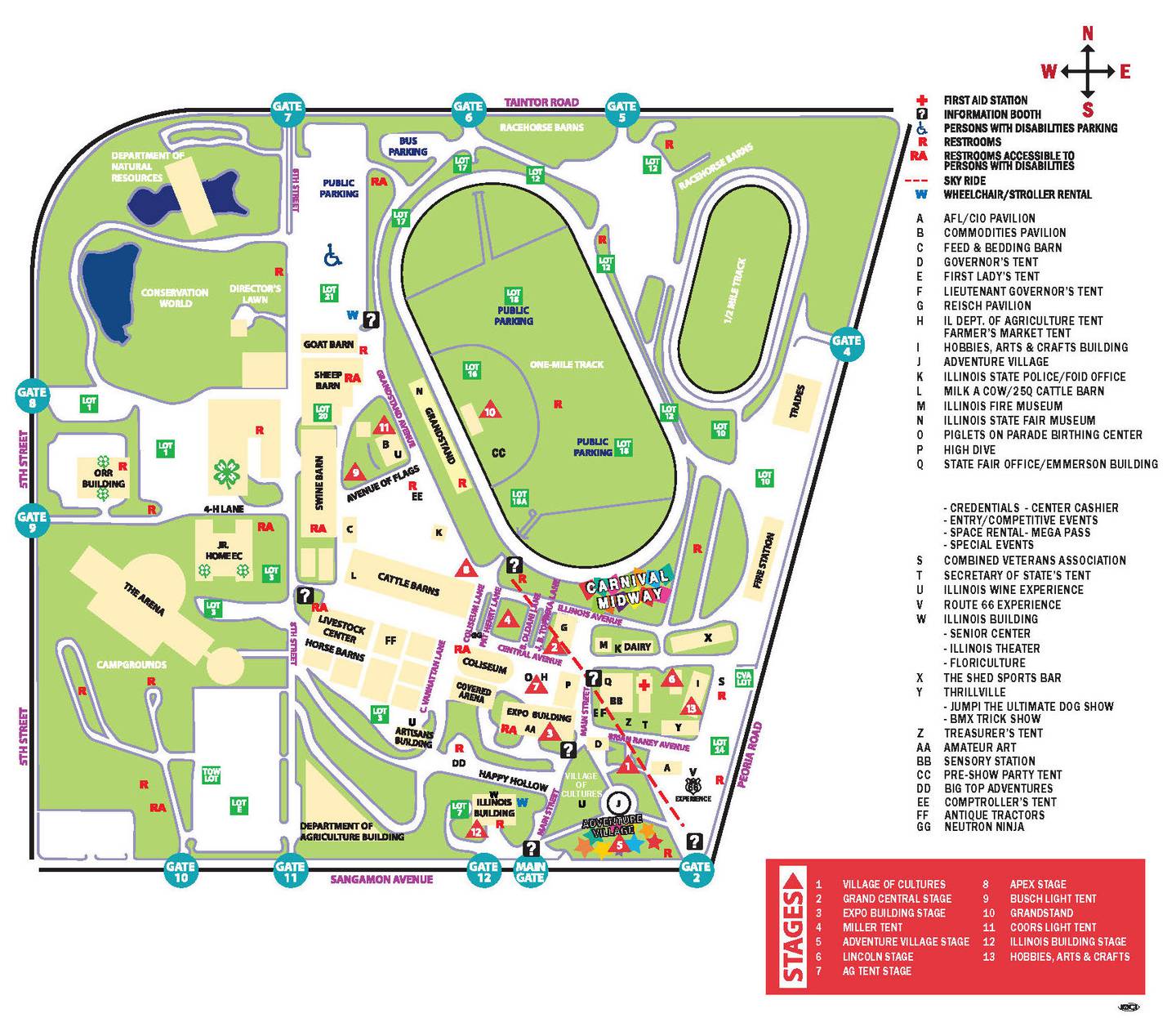 Download a printable version of the Illinois State Fair map at https://tinyurl.com/yc2mnfvy.