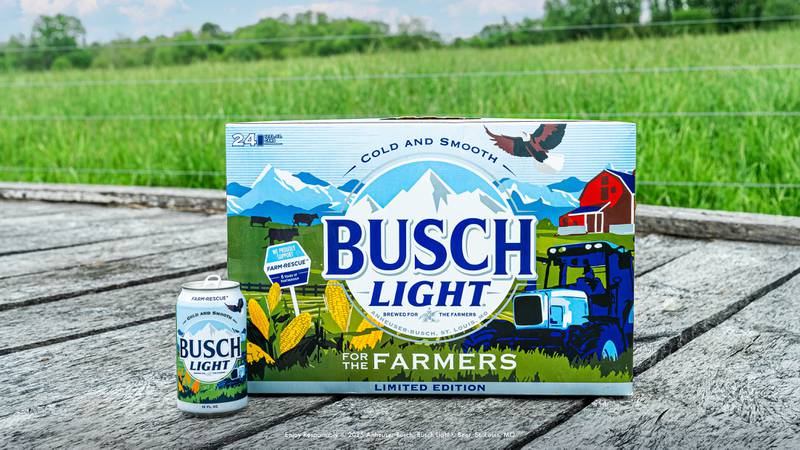 Busch Light’s farming cans are wrapped with a red barn design, a tractor and an eagle soaring over cornfields. The goal of the design was to honor hardworking farmers.
