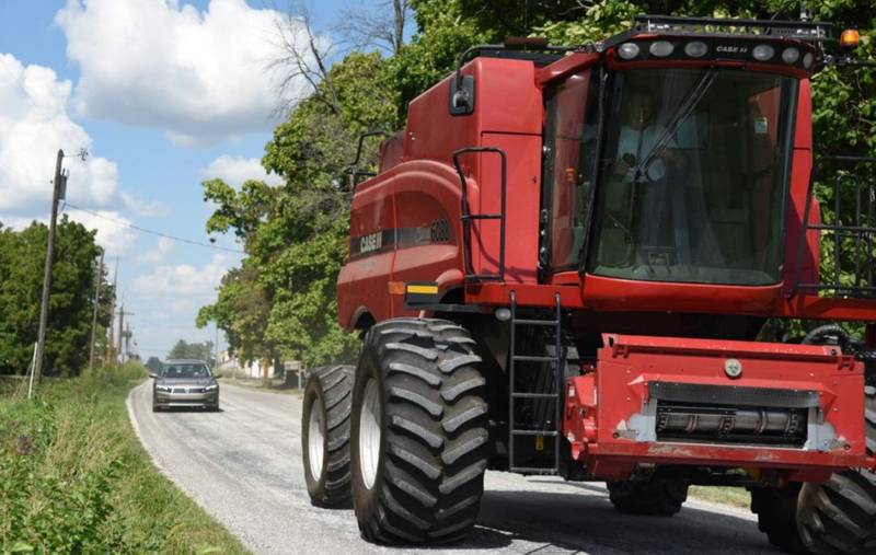 Patience is key when operating or driving near farm equipment.