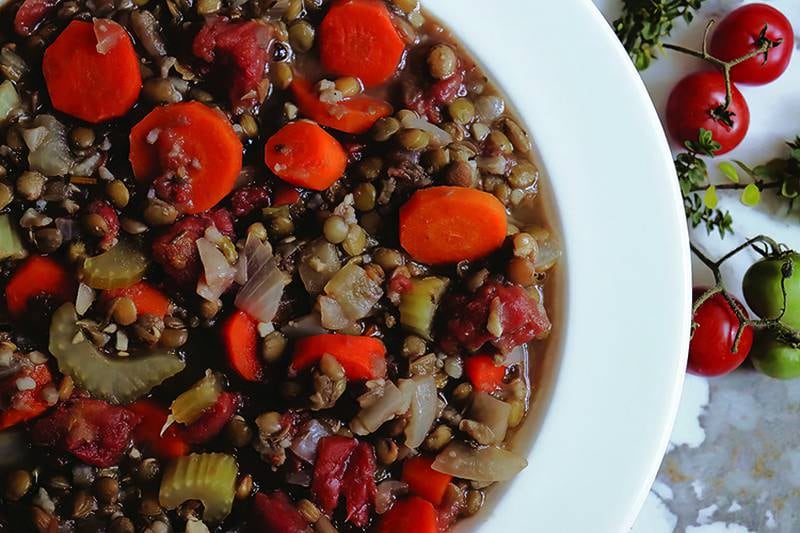 Hearty lentil soup made with pantry staples is warm, satisfying and easy on the budget.