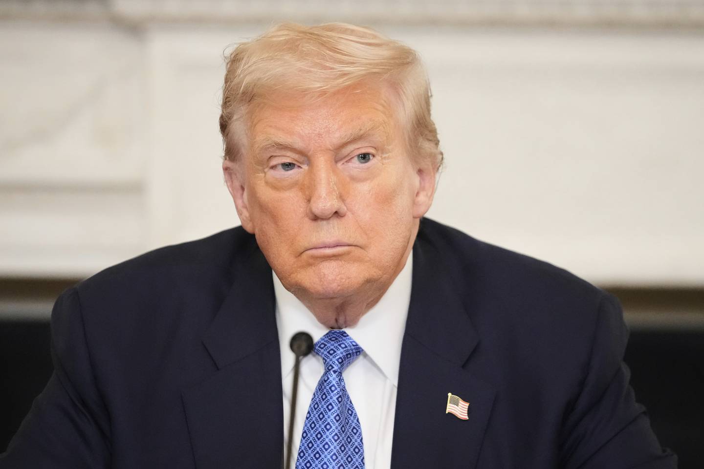 President Donald Trump participates in a trilateral signing ceremony with Armenian Prime Minister Nikol Pashinyan and Azerbaijan President Ilham Aliyev in the State Dining Room of the White House on Aug. 8 in Washington.
