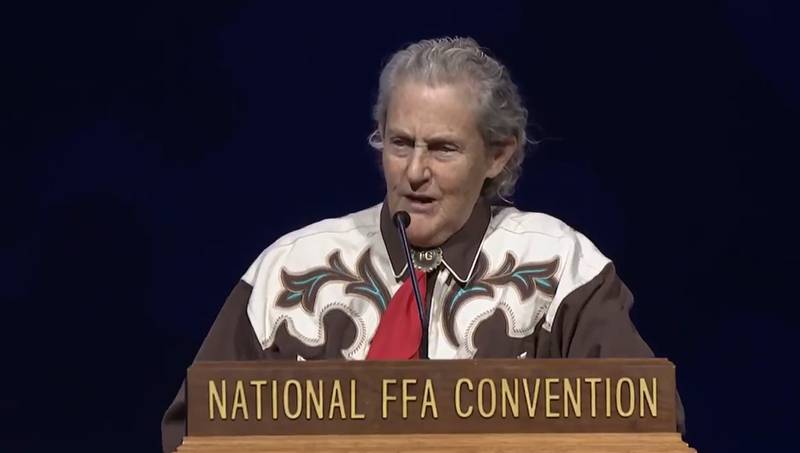 Temple Grandin speaks at the National FFA Convention & Expo in Indianapolis. A professor of animal science at Colorado State University, she has designed livestock handling facilities used by companies around the world.