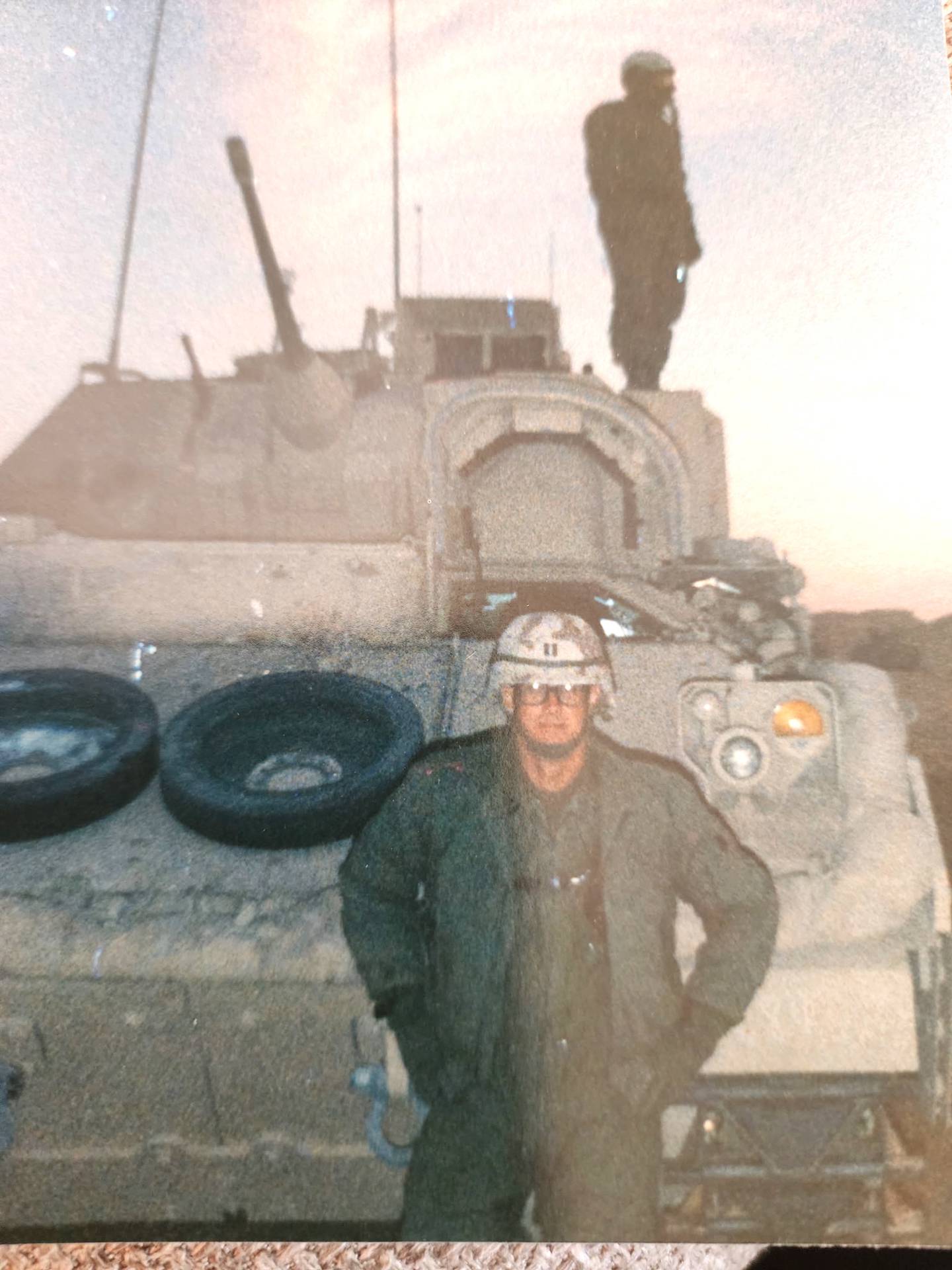 U.S. Army Bradley Fighting Vehicle Company Commander Mike Kirkton was in the Saudi Arabian desert when this photo was taken in 1991.
