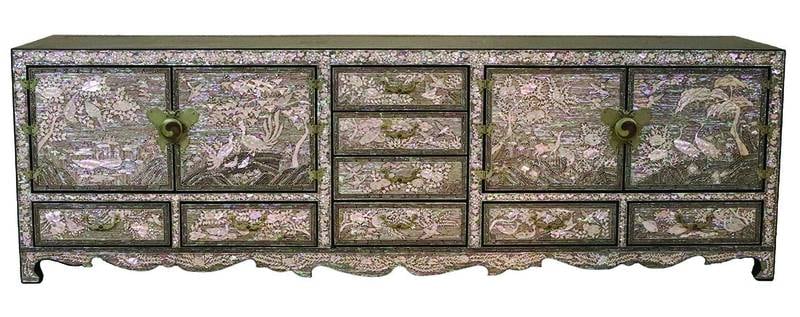 Traditional Korean craft and elaborate mother-of-pearl inlay called Najeonchilgi make this chest fit for an emperor.