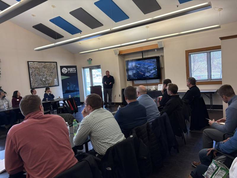 A past Agricultural Leadership Program class learns about the importance of Indiana’s ports.