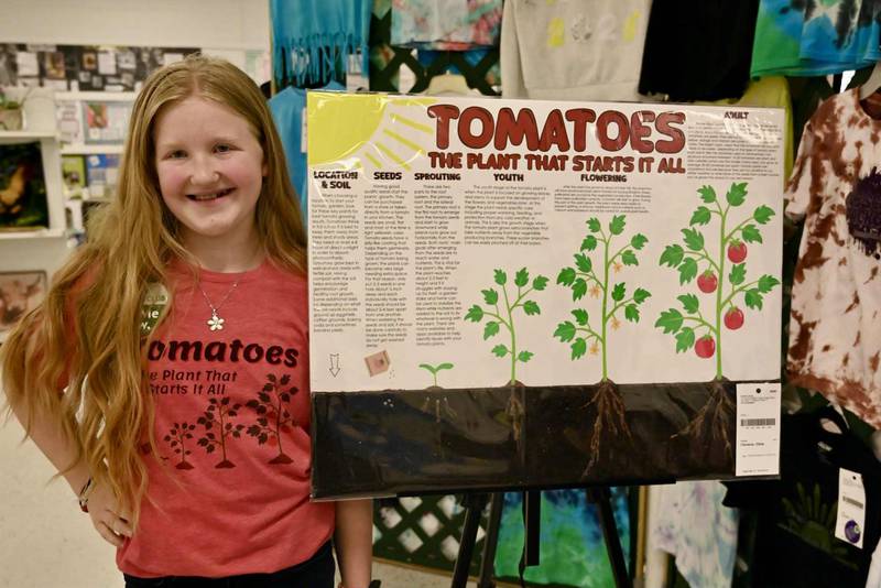 Olivia Clemens presents her project on growing tomatoes at last year’s Lake County Fair.