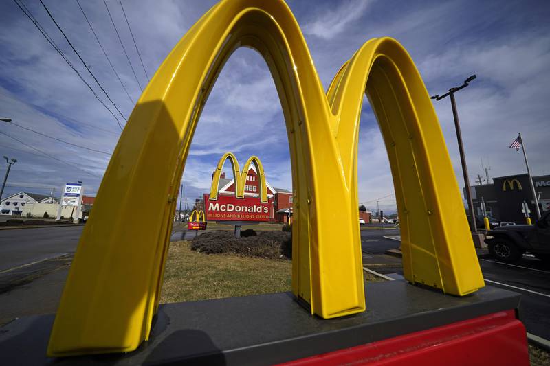 McDonald’s restaurant signs are shown in East Palestine, Ohio.