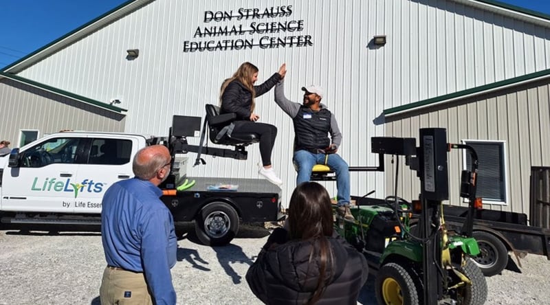 AgrAbility expo participants test and observe how different assistive technologies can be used.