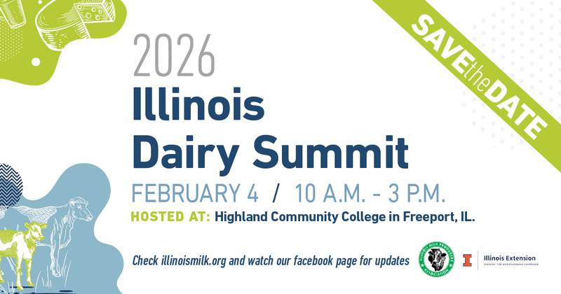 The 2026 Illinois Dairy Summit will be held Feb. 4 at Highland Community College in Freeport.