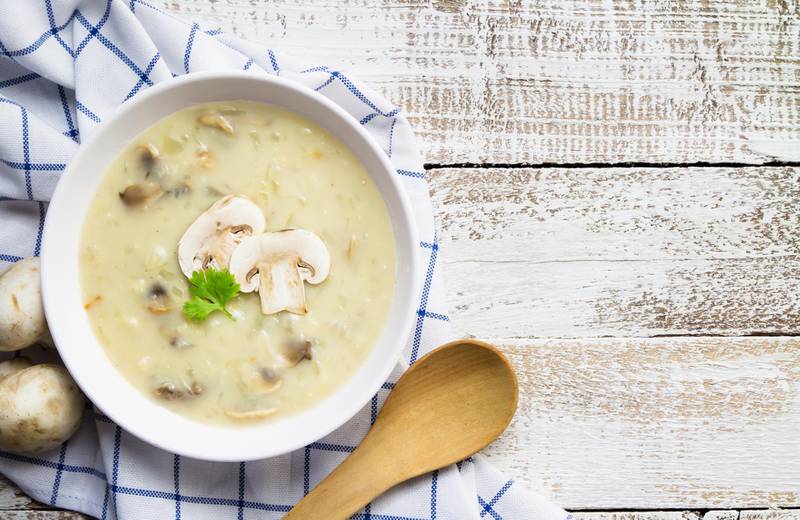 Warm your heart and belly this February with Gouda mushroom soup.