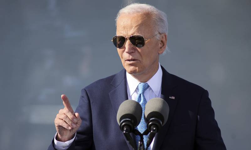 President Joe Biden speaks during an event about his Investing in America agenda at the Dundalk Marine Terminal in Baltimore.