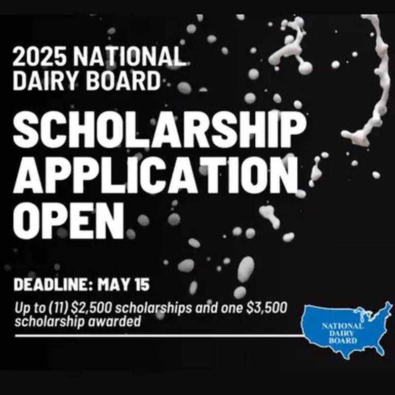 Applications are being accepted for college scholarships that are awarded by America’s dairy farmers and importers through the National Dairy Promotion and Research Board.