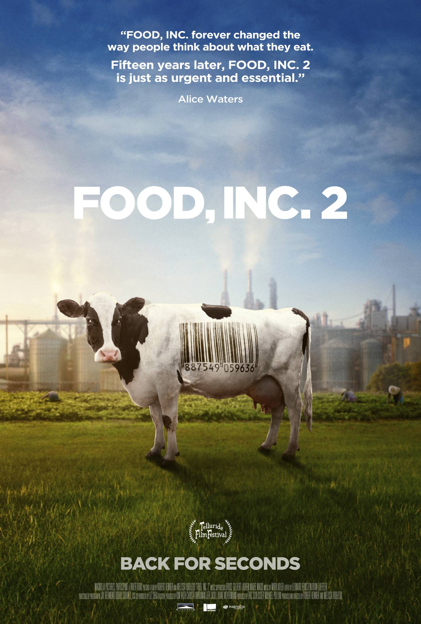 This image released by Magnolia Pictures shows promotional art for the documentary “Food, Inc. 2.”