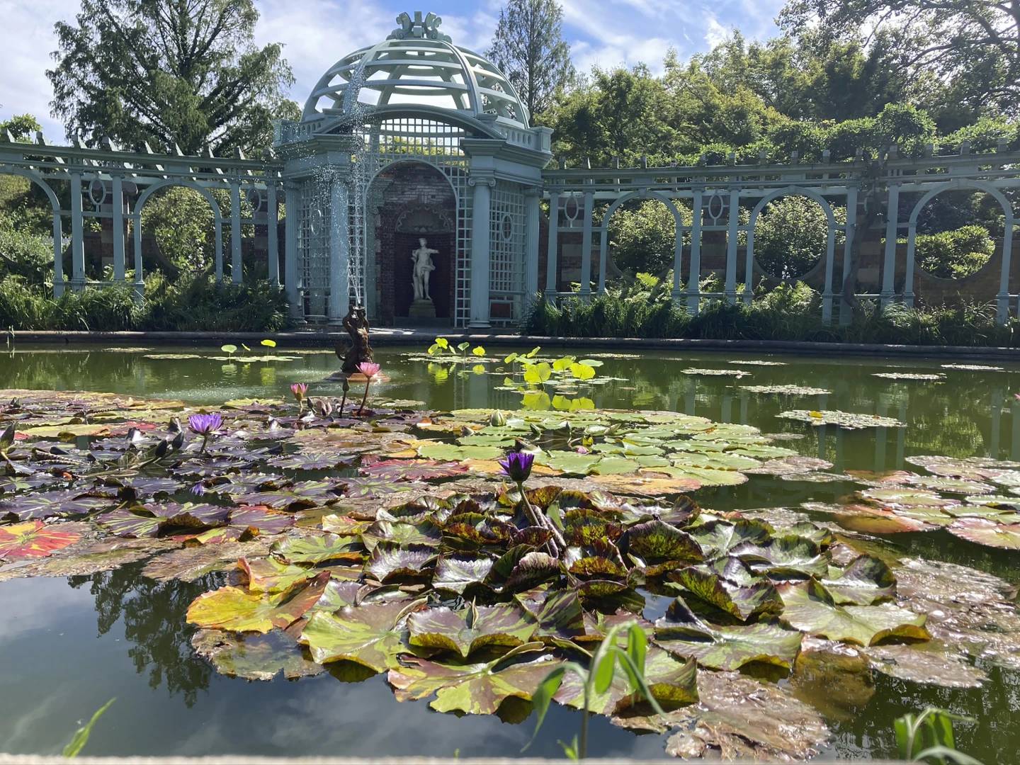 This image provided by Justine Damiano shows the lily pond at Old Westbury Gardens in Old Westbury, New York, one of more than 350 public gardens and arboretums whose admission is included with a membership in the American Horticultural Society.