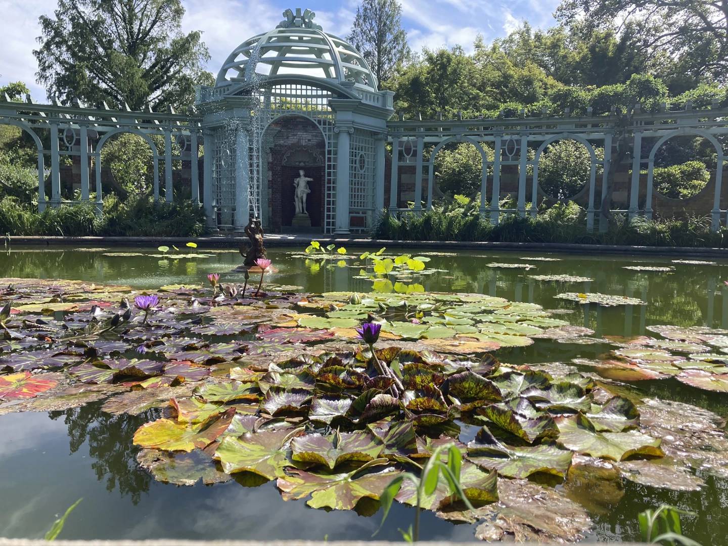 This image provided by Justine Damiano shows the lily pond at Old Westbury Gardens in Old Westbury, New York, one of more than 350 public gardens and arboretums whose admission is included with a membership in the American Horticultural Society.