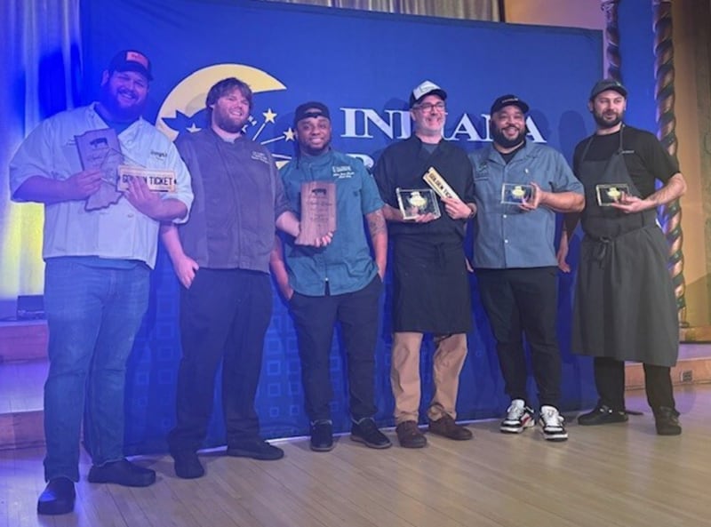 Taste of Elegance winning chefs (left to right) Dean Sample, Cole Padgett, Adler Claude (head chef for Cole Padgett), Craig Baker, Turon Cummings, and Tyler Shortt.