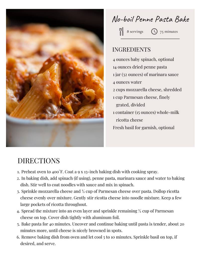 No-boil Baked Penne Pasta