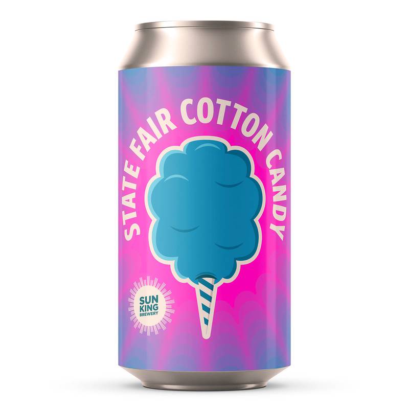 State Fair Cotton Candy by Sun King Brewing. Ale with cotton candy flavor. This drink balances the sweet summer flavors of blue cotton candy with crisp malt character in celebration of the Indiana State Fair.