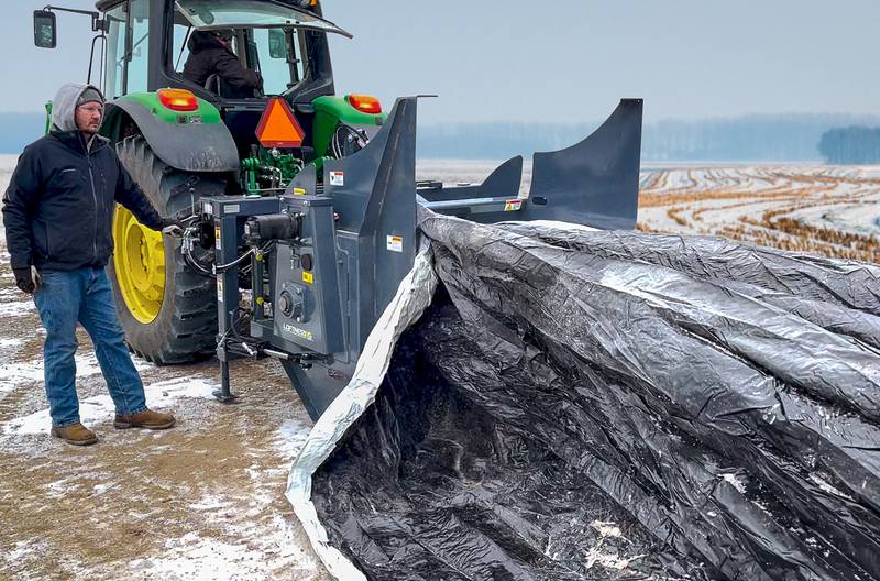 Loftness has introduced a new 12-Foot Grain Bag Baler, capable of baling up used grain bags up to 12 feet in diameter.