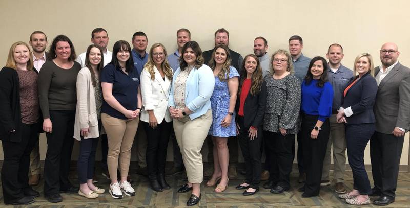 The most recent graduates of the Agricultural Leadership Program in Indiana pose for a photo.